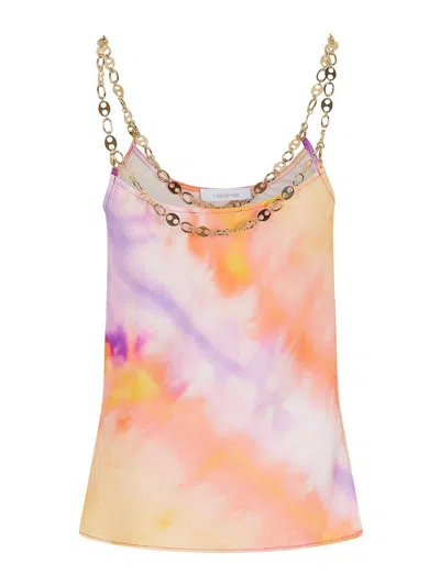 Rabanne Printed Satin Top In Orange