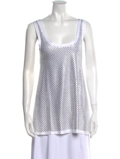Pre-owned Rabanne Printed Scoop Neck Top W/ Tags In White