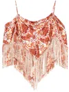 Rabanne Fringed Printed Top In Neutrals