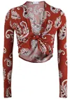 Rabanne Cropped Paisley-print Stretch-crepe Top In Multi Print