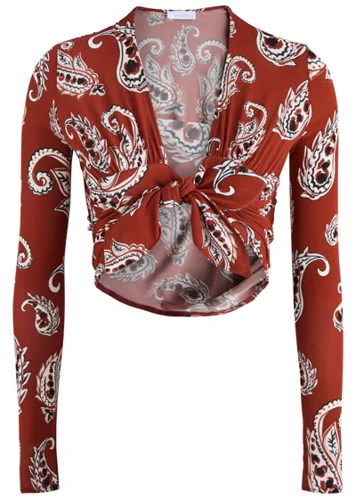 RABANNE RABANNE PRINTED TIE-FRONT CROPPED TOP