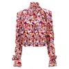 Rabanne Printed Turtleneck Blouse In Multicolor Viscose In Multi