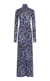 Rabanne Printed Turtleneck Maxi Dress In Multi