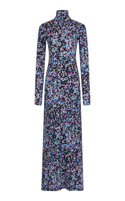 Rabanne Printed Turtleneck Maxi Dress In Multi