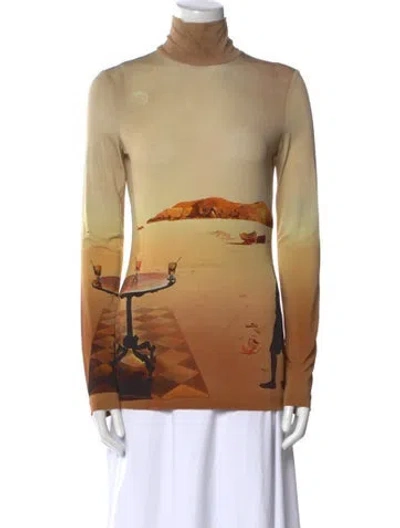 Pre-owned Rabanne Printed Turtleneck Sweatshirt W/ Tags In Neutral