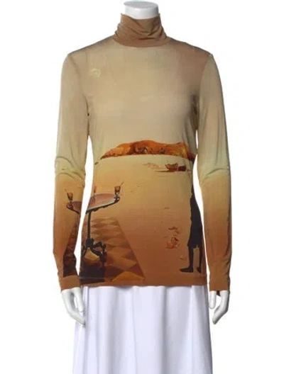 Pre-owned Rabanne Printed Turtleneck Top In Neutral
