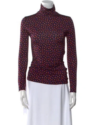 Pre-owned Rabanne Printed Turtleneck Top In Red
