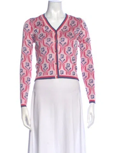 Pre-owned Rabanne Printed V-neck Sweater In Pink
