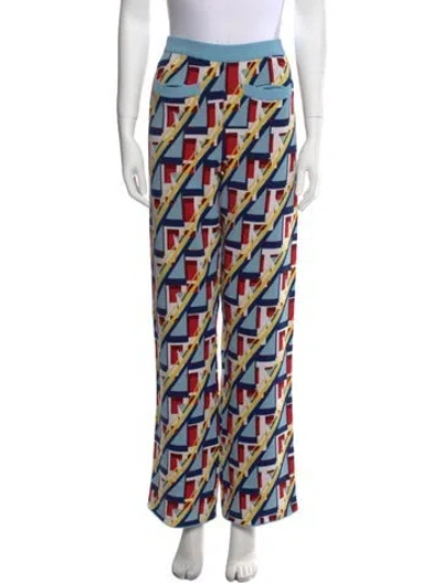 Pre-owned Rabanne Printed Wide Leg Pants In Blue