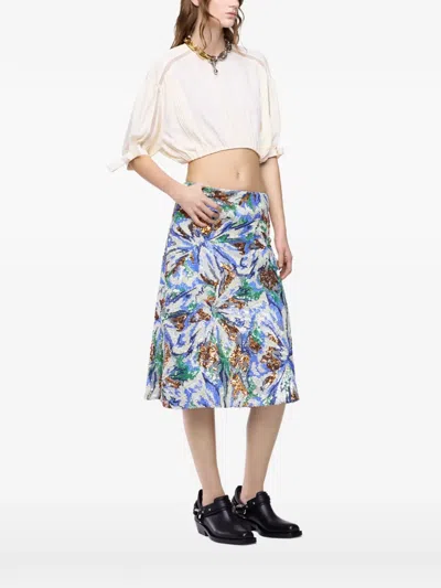 Rabanne Puff-sleeve Cropped Top In Neutral