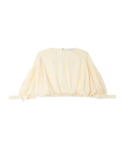 Rabanne Cropped Bow-detailed Lace-trimmed Pleated Crepe Top In Black