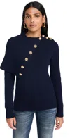 Rabanne Asymmetric Wool Jumper In Navy