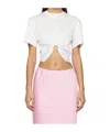 Rabanne Crew-neck Cotton T-shirt With Metal Ring Detailing In Pink