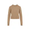 Rabanne Ribbed Knit Wool Cashmere Sweater In Beige