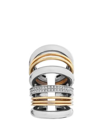 Rabanne Punk Xl Link Rhinestone-embellished Ear Cuffs In Metallic