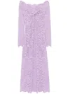 Rabanne Womens French Lavander Off-shoulder Long-sleeves Lace Midi Dress In Purple