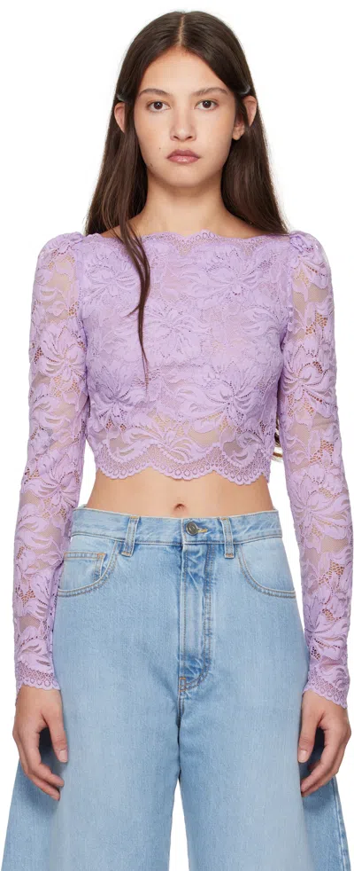 RABANNE PURPLE LONG-SLEEVED CROP BLOUSE