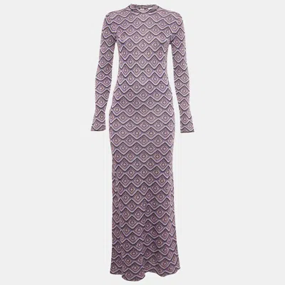Rabanne Purple Lurex Jacquard Knit Long Dress