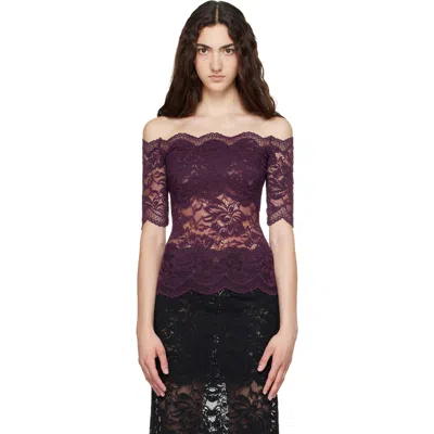Rabanne Purple Short-sleeve Layered Lace Top In Black