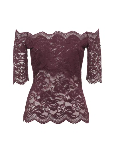 Rabanne Purple Wide Neck Lace Top In Grey
