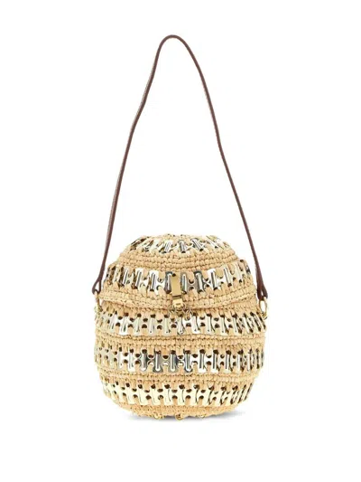 RABANNE RABANNE RAFFIA AND METAL HANDBAG