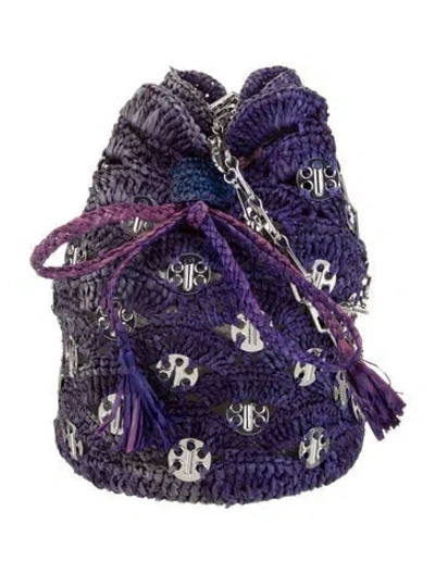 Pre-owned Rabanne Raffia Bucket Bag In Blue