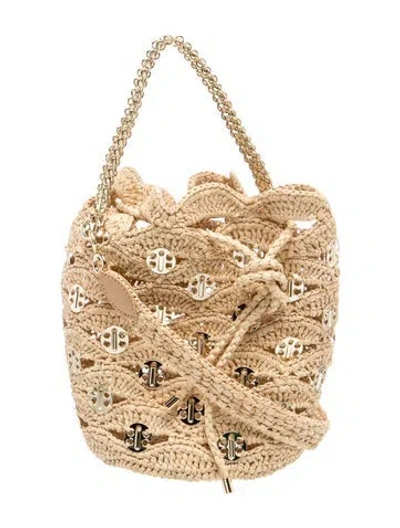 Pre-owned Rabanne Raffia Bucket Bag In Neutral
