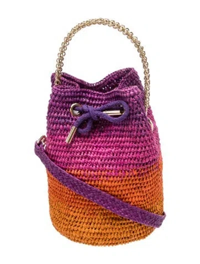 Pre-owned Rabanne Raffia Bucket Bag W/ Tags In Orange