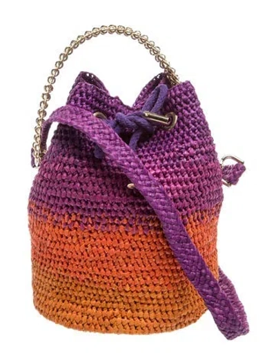 Pre-owned Rabanne Raffia Bucket Bag W/ Tags In Orange