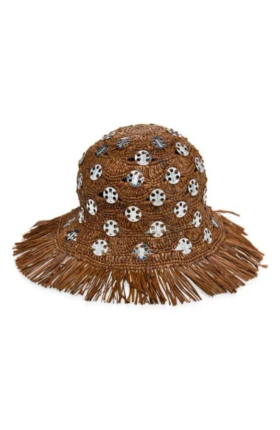 Rabanne Raffia Bucket Hat In Brown