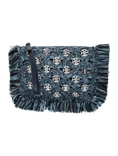 Pre-owned Rabanne Raffia Clutch In Blue
