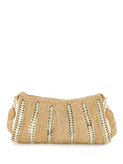 Rabanne Raffia Handbag With Metallic Silver Inserts