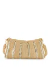 Rabanne Raffia Handbag With Silver Inserts In Beige