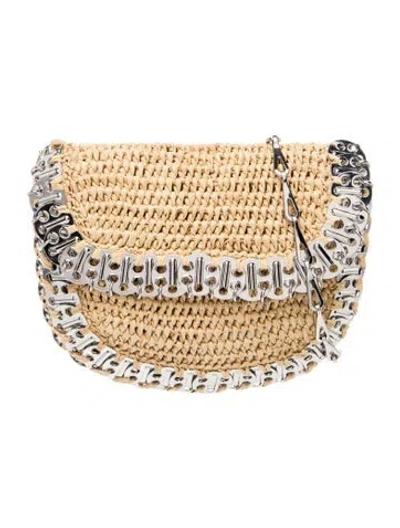Pre-owned Rabanne Raffia Minaudière In Neutral