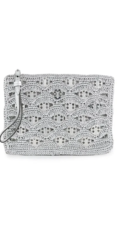 Rabanne Raffia Pouch Silver