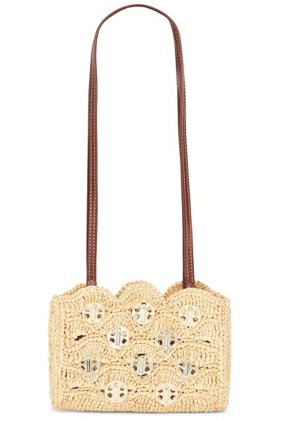 Rabanne Raffia Embellished Shoulder Bag In Nude