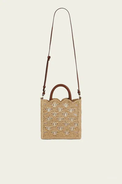 Rabanne Raffia Signature 1969 Discs Small Tote In Natural