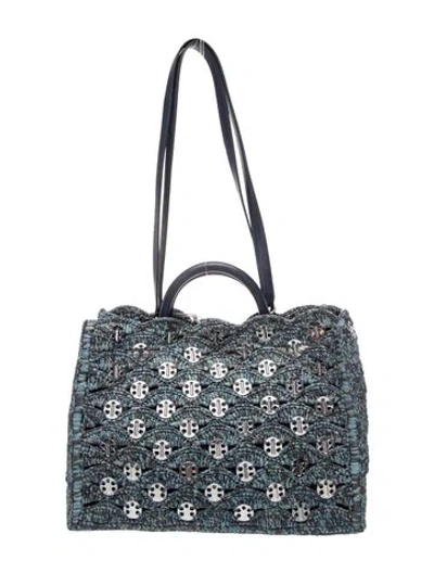 Pre-owned Rabanne Raffia Top Handle Bag In Blue
