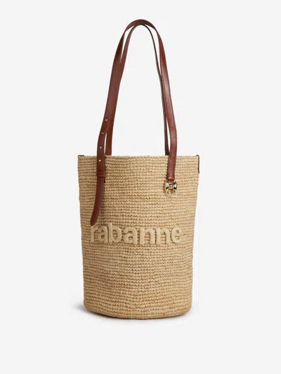 Rabanne Raffia Tote Bag In Black