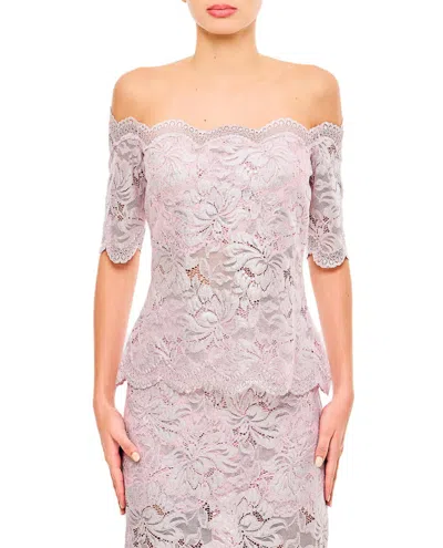Rabanne Raw Cut Lace Top With Bateau Neckline In Purple