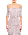 Rabanne Off-the-shoulder Lace Top With Floral Patterns In Purple