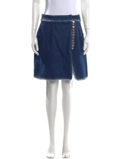 Pre-owned Rabanne Raw-edge Trim Mini Skirt In Blue
