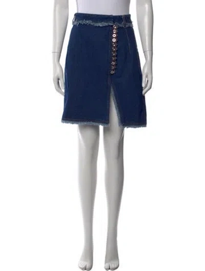 Pre-owned Rabanne Raw-edge Trim Mini Skirt In Blue