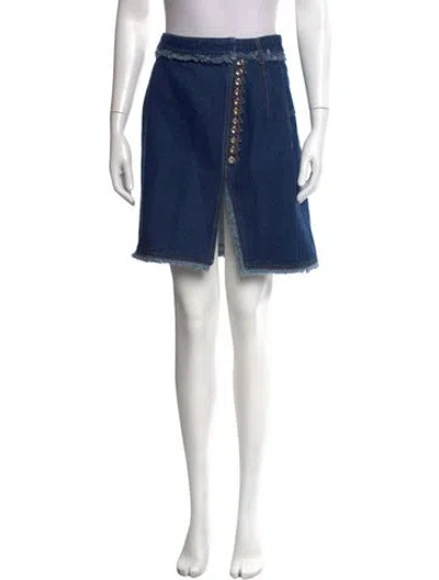Pre-owned Rabanne Raw-edge Trim Mini Skirt In Blue