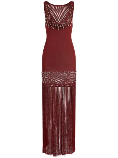 Rabanne Red Bead-embellished Maxi Dress