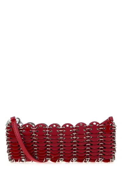 Rabanne Red Metal Knit Mini Crossbody Handbag