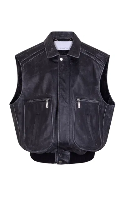 Rabanne Relaxed Leather Vest In Black