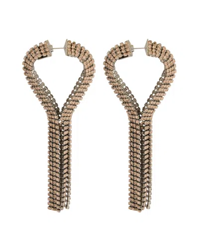 Rabanne Rhinestone Drop Earrings With Platinum Finish In Silver Pink