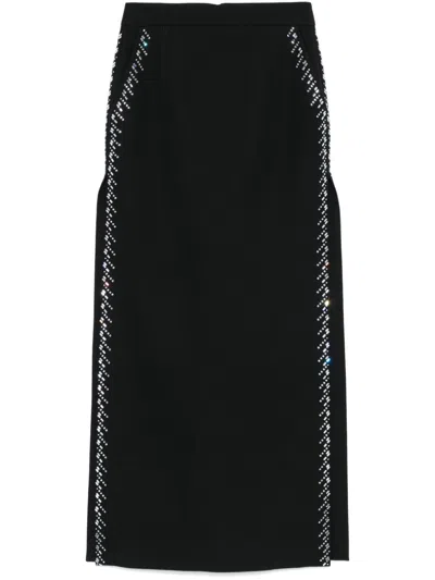 Rabanne Rhinestone-embellished Maxi Skirt In Schwarz