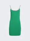 Rabanne Green Ribbed Knit Short Dress With Jeweled Straps In Green
